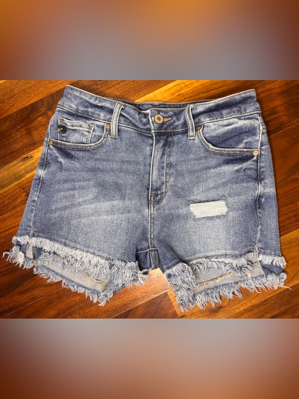 Kancan Distressed Blue Denim Shorts 27